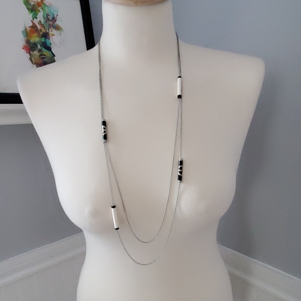 Emporio Armani Long Silver tone St steel necklace